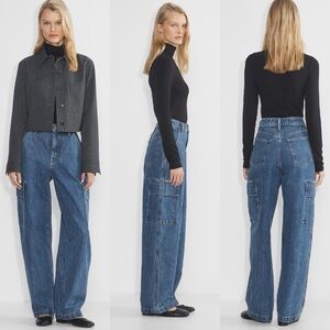 Aritzia Wilfred Strut Wide Cargo Jean No-Stress Medium Blu Size 25